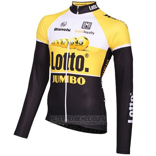 2015 Fahrradbekleidung Lotto NL Jumbo Gelb und Shwarz Trikot Langarm und Tragerhose